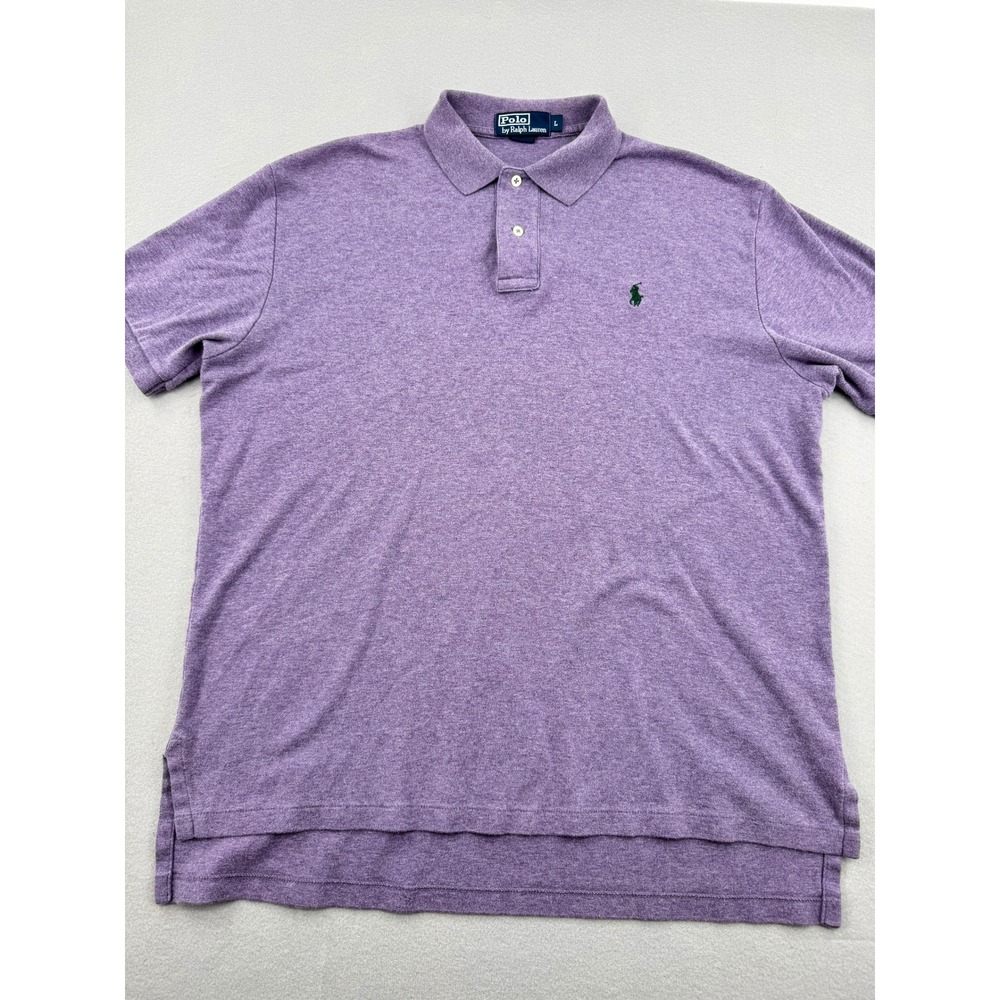Polo Ralph Lauren Mens L Short Sleeve Soft Cotton Polo Heathered Purple Preppy - Picture 2 of 9